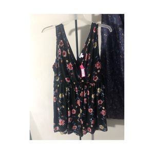 Xhilaration black romper with floral print